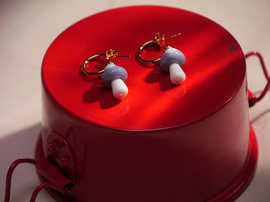 Purple Muse Mushroom Earrings